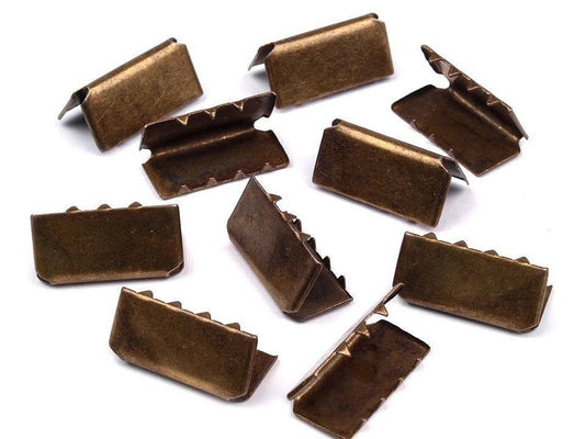 Metal strap and ribbon end 20 mm - antique (pack of 10 pcs)