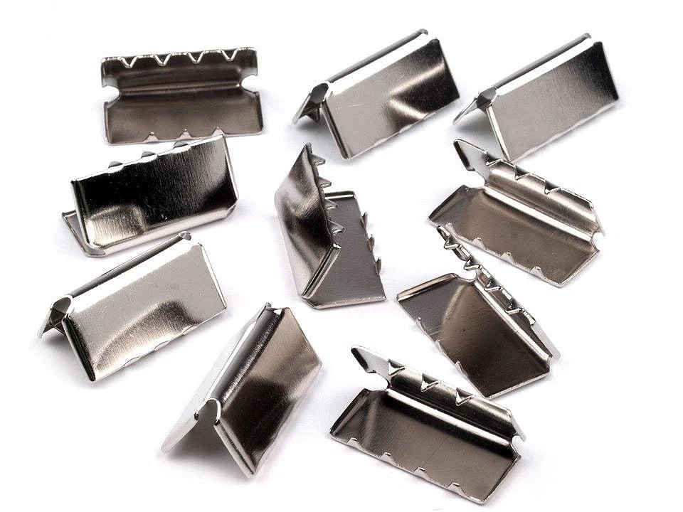 Metal strap and ribbon end 20 mm - silver (pack of 10 pcs)