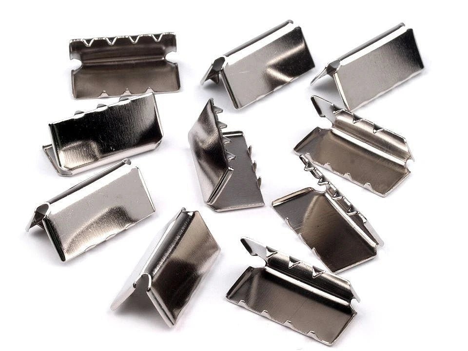 Metal strap and ribbon end 20 mm - silver (pack of 10 pcs)