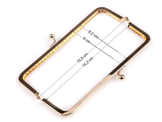 alt
Image with metal purse frame for sewing, 15.5 × 9 cm - rose gold tone – available at Šarlotes audumi