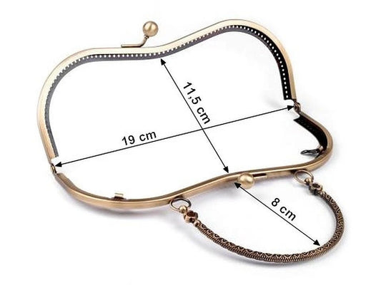 Image of a metal purse frame for sewing with handle 5 × 8 cm | various shades – available at Šarlotes audumi