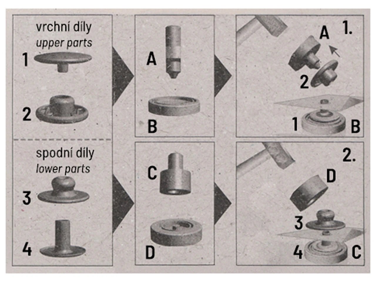 Image of metal snap fasteners Ø15 mm with hand tool|various shades – available at Charlotte's Fabrics