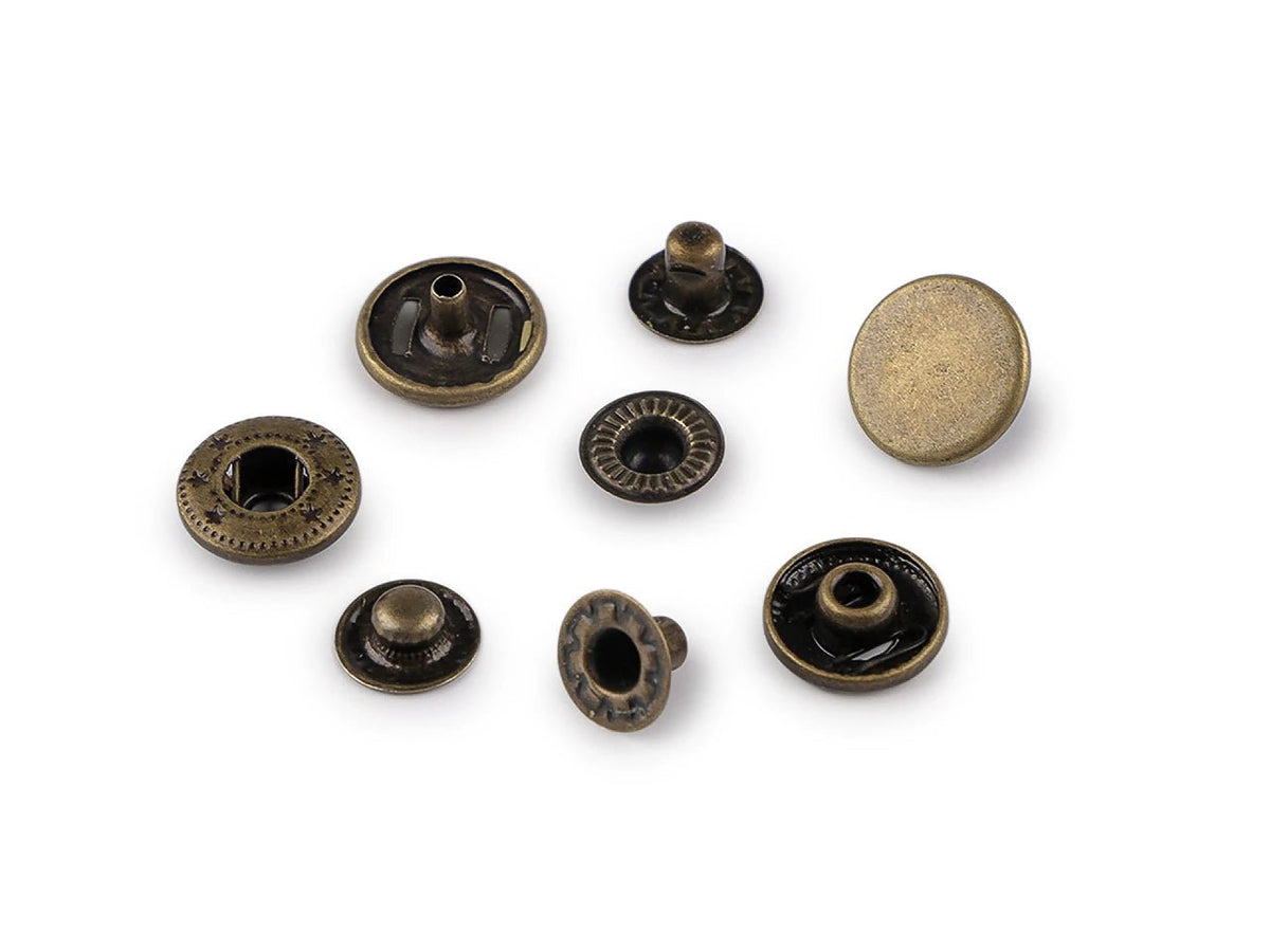 Zdjęcie metalowych nap Ø15 mm (stal nierdzewna)|50 szt. – dostępne w Šarlotes audumi
