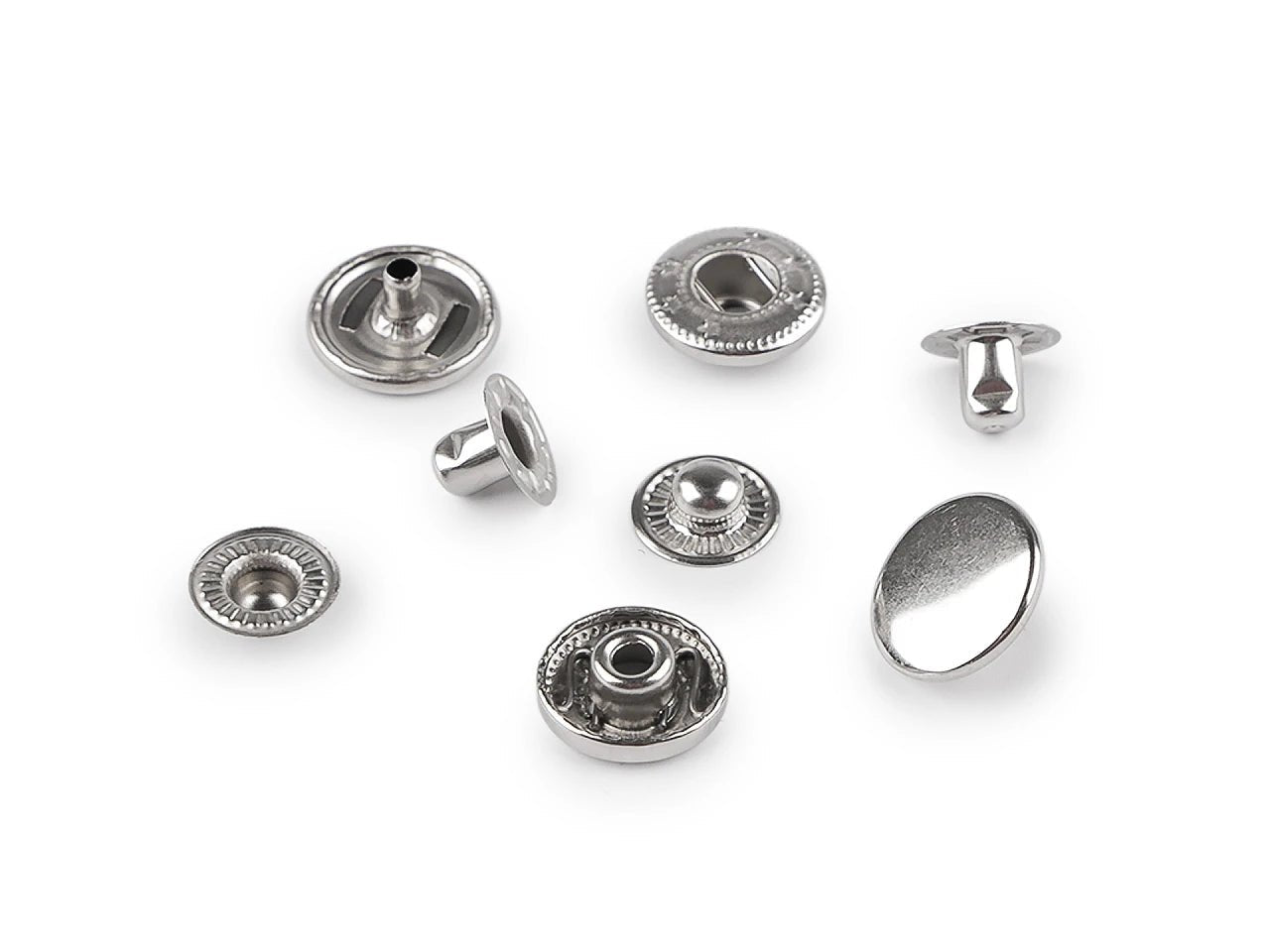 Image of Metal snap buttons Ø15 mm (stainless steel)|50 pcs – available at Šarlotes audumi