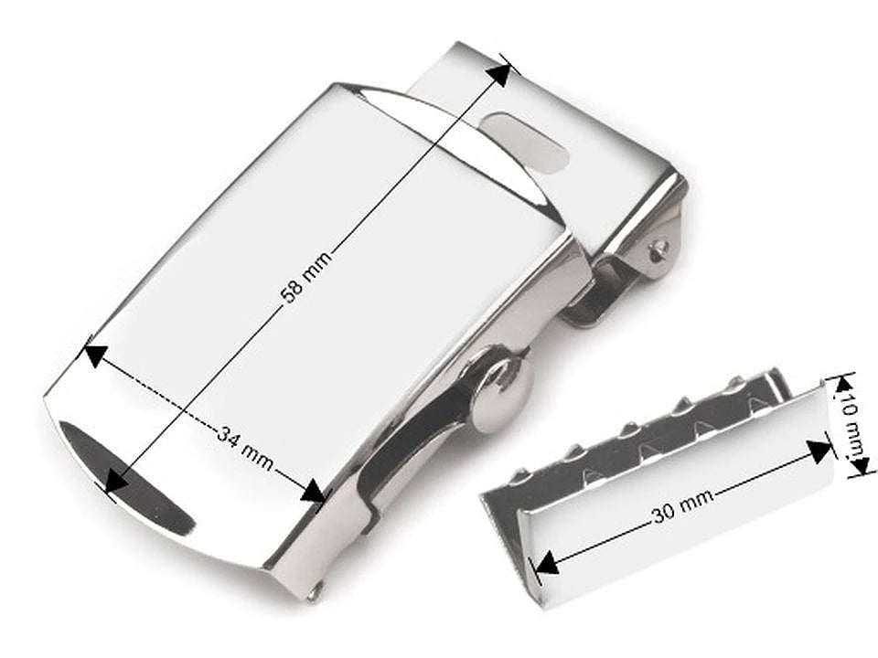 Image of metal belt buckle with end piece – 30 mm | various shades – available at Šarlotes audumi