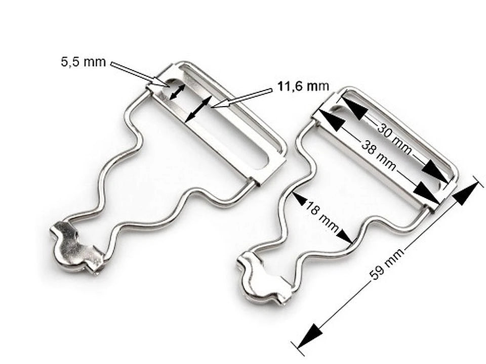 Metal buckle adjuster 38 mm-silver (set of 4)