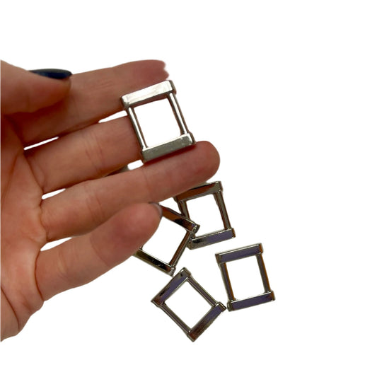 Metal rectangle 15 mm - silver tone (10 pcs)