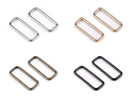 Image with metal rectangle 50 mm – bag and strap hardware – available at Charlote’s fabrics