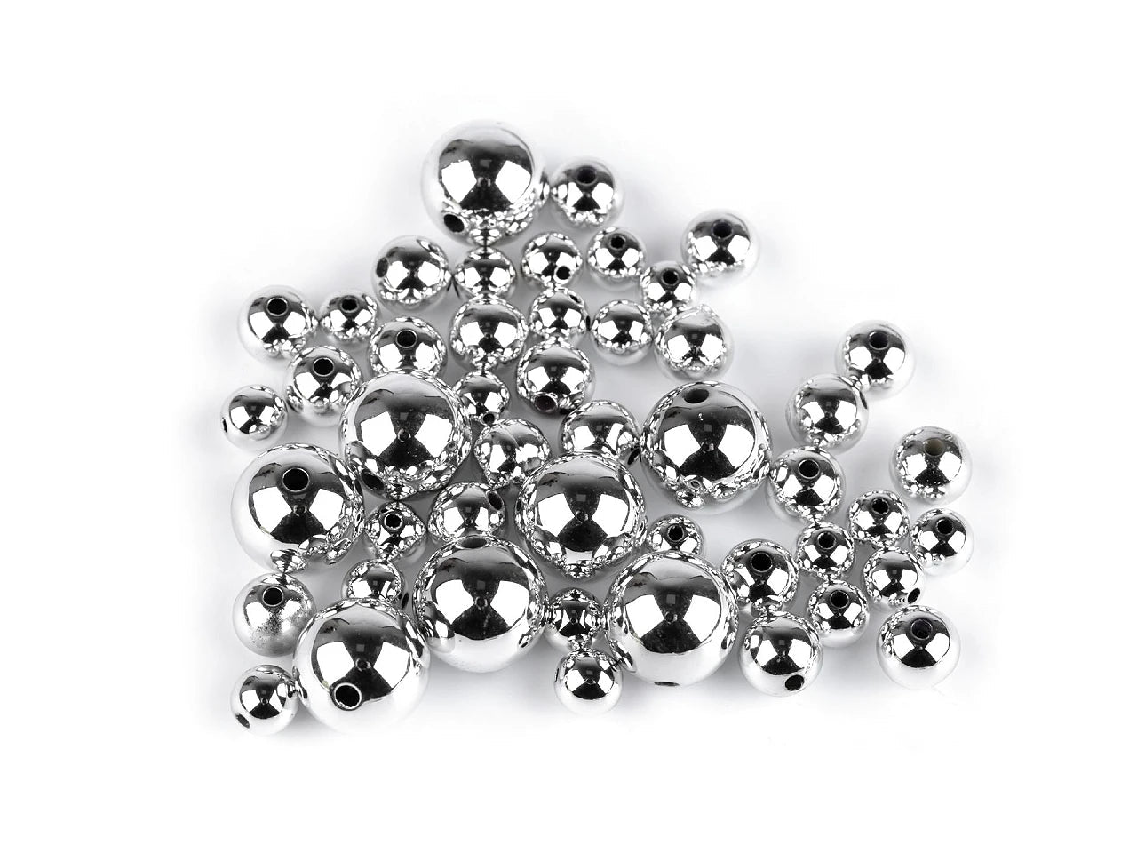 Metallic plastic beads, assorted sizes (48 pcs.)