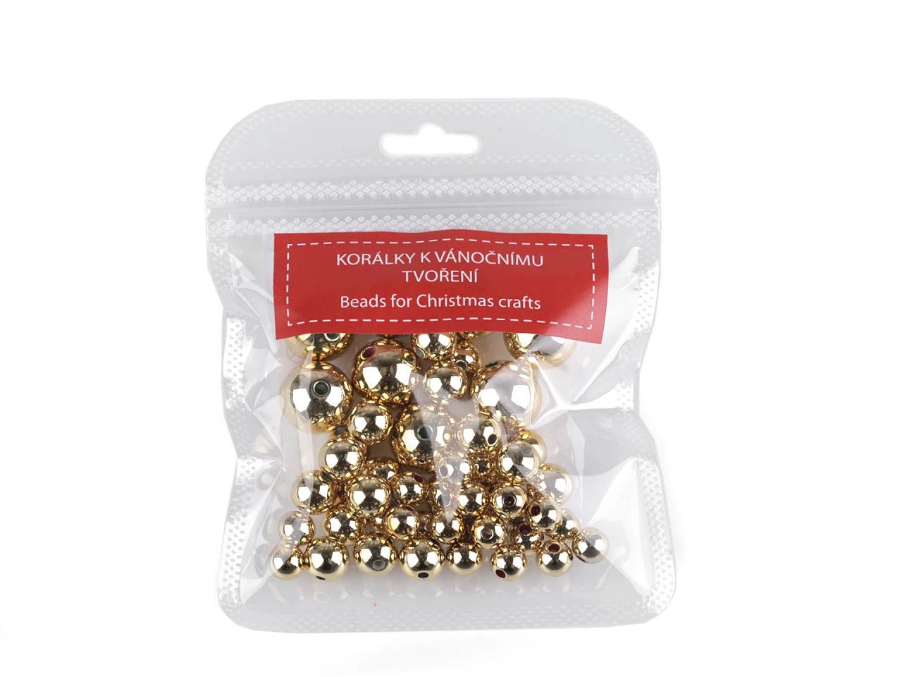 Metallic plastic beads, assorted sizes (48 pcs.)