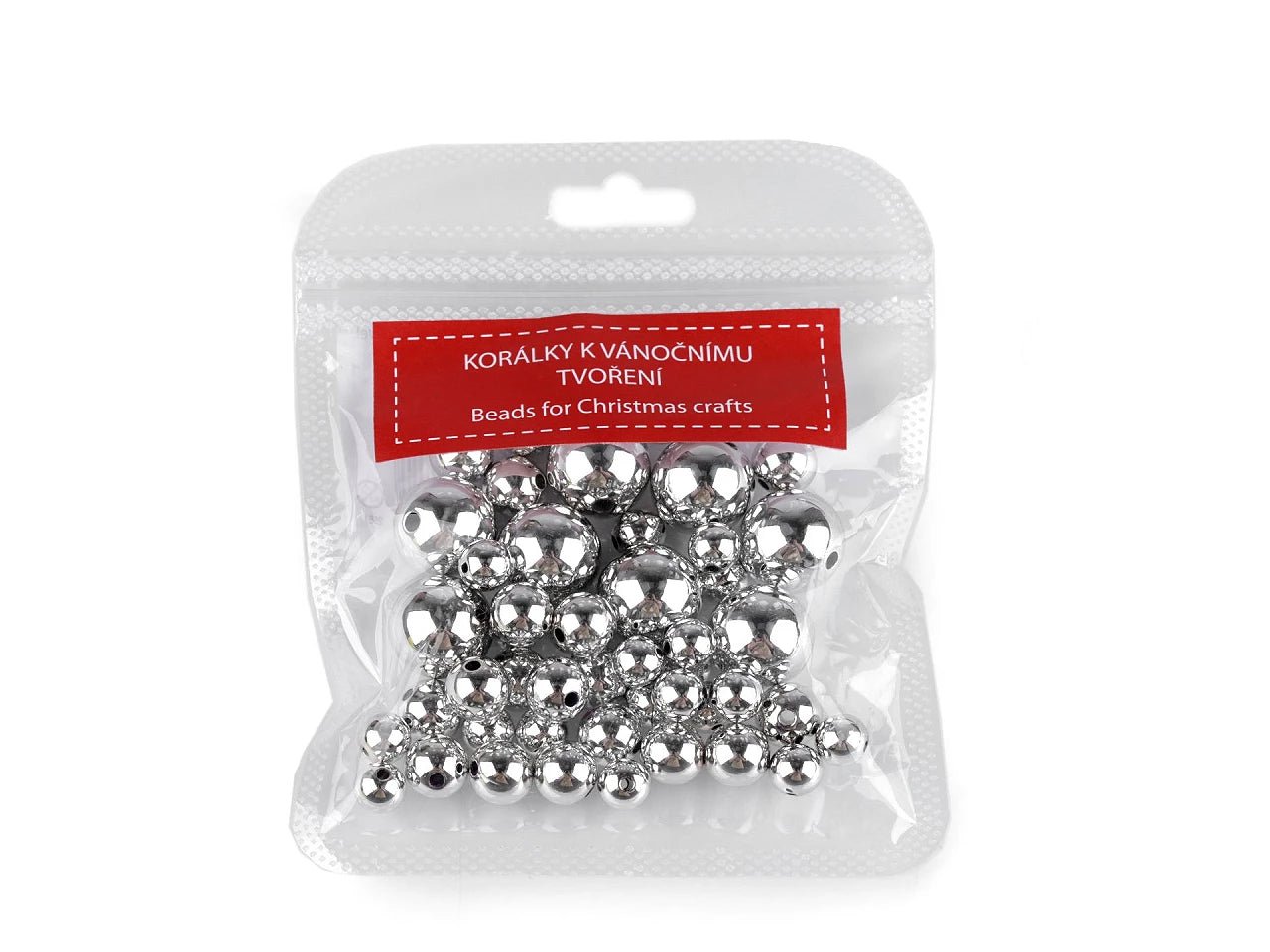 Metallic plastic beads, assorted sizes (48 pcs.)