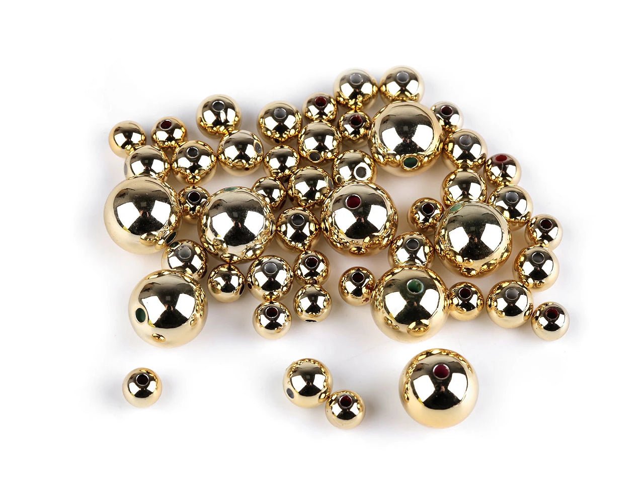 Metallic plastic beads, assorted sizes (48 pcs.)