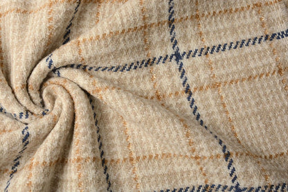 coat fabric - bouclé - creamy plaid with wool 500 g/m²