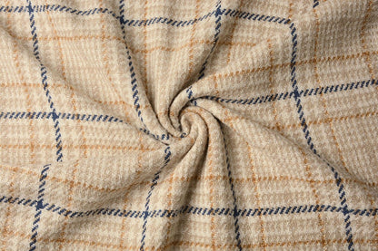 coat fabric - Bouclé - creamy checked with wool 500 g/m²