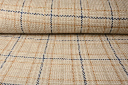 Coat fabric - Bouclé - creamy checkered with wool 500 g/m²