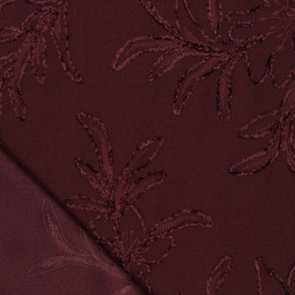 Image of coat fabric with embroidery – burgundy – available online at Šarlotes audumi