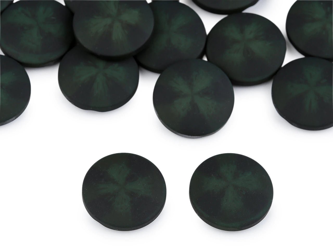 Image of coat and jacket buttons with a velvet effect | 21 mm, 25 mm, 30 mm | dark green – available at Šarlotes audumi
