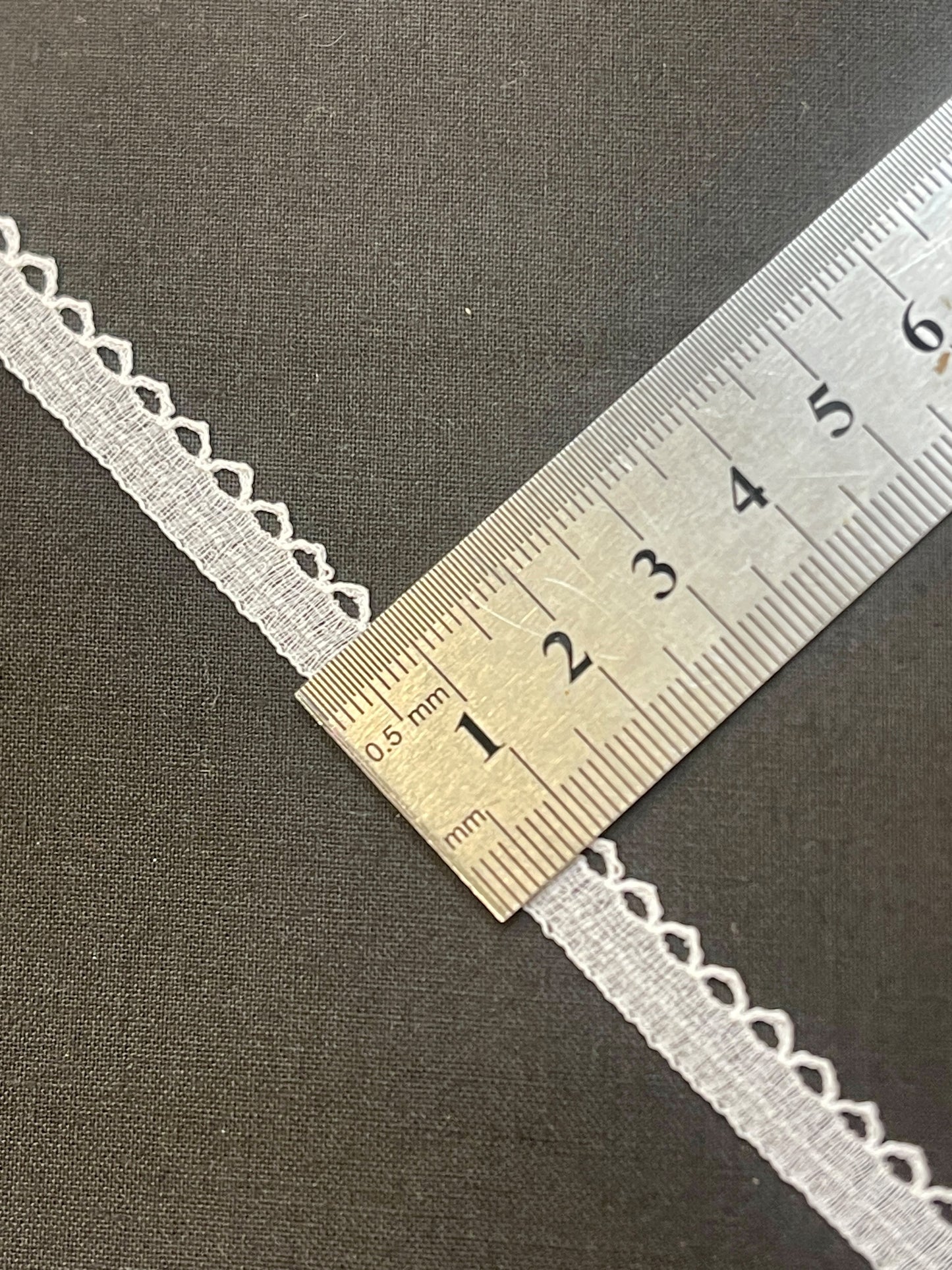 lace 1 cm - white – available online at Charlotte's Fabrics