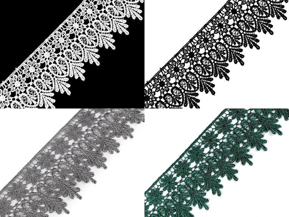 Image with lace 7 cm - dark green – available at Šarlotes audumi
