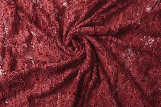 Image of Lace fabric - burgundy 120 g/m² – available at Šarlotes audumi