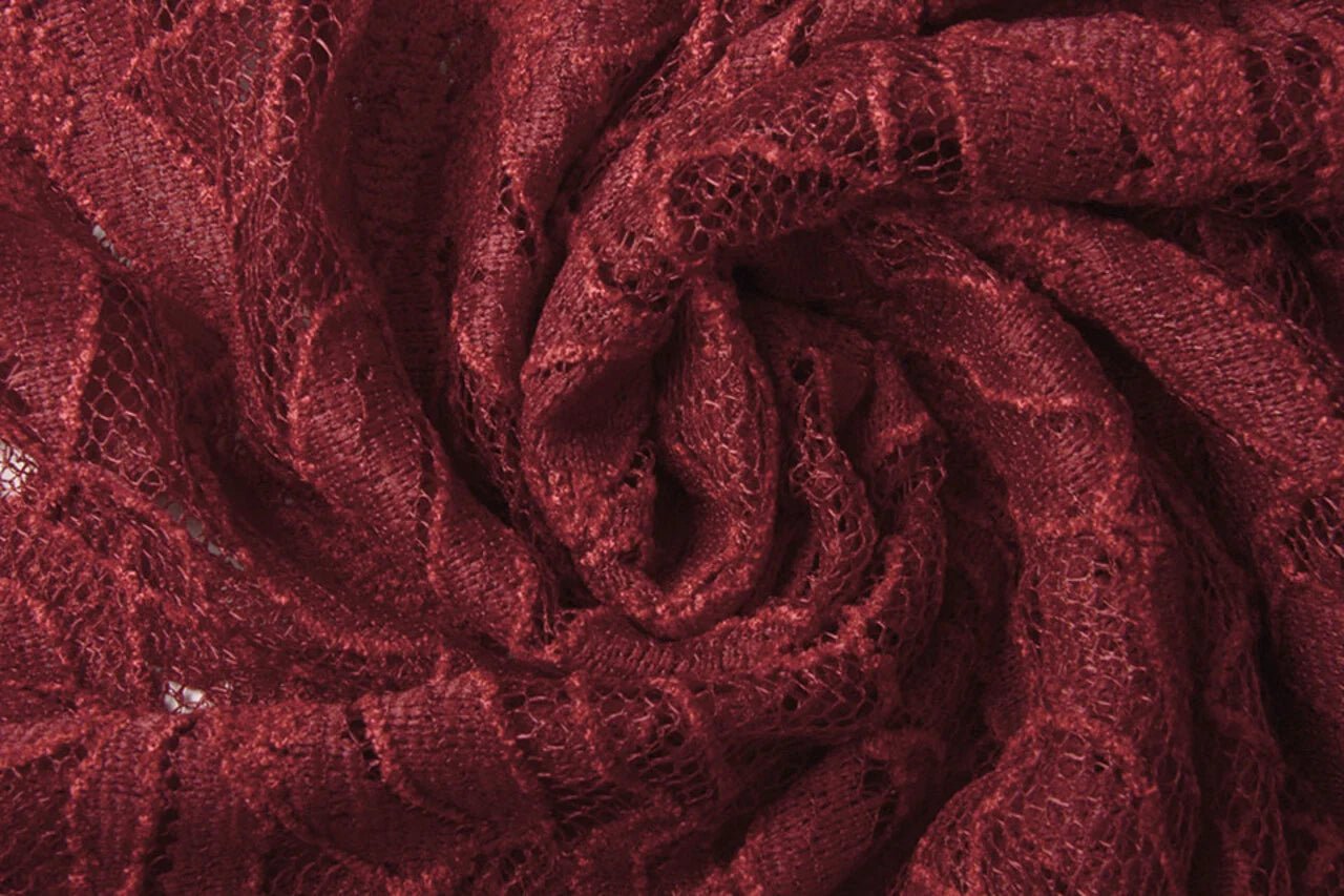 Attēls ar Mežģīņu audums - bordo 120 g/m² – pieejams Šarlotes audumi