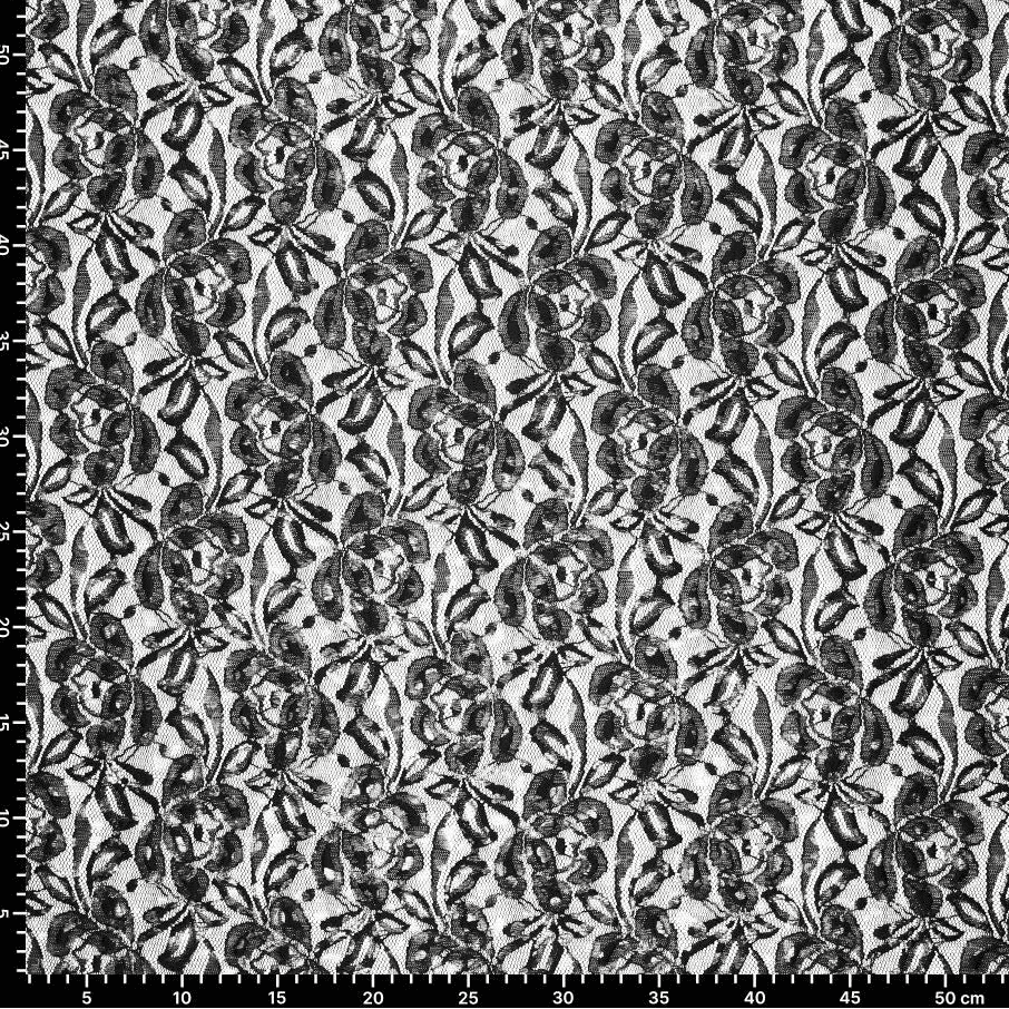 Image of Lace fabric “Lauren Foil Lace” – black 140 g/m² – available at Šarlotes audumi