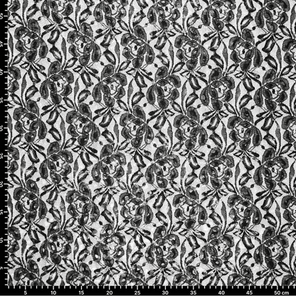 Image of Lace fabric “Lauren Foil Lace” – black 140 g/m² – available at Šarlotes audumi