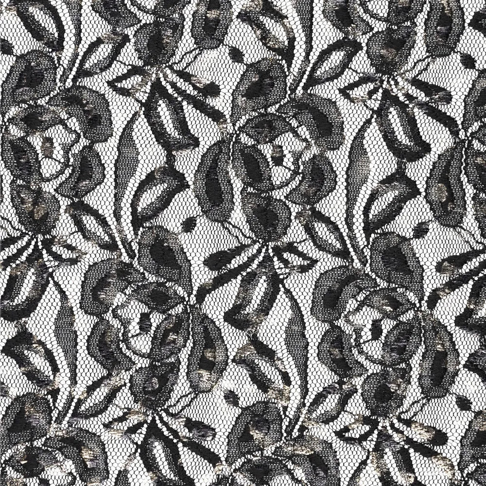 Image of Lace fabric “Lauren Foil Lace” – black 140 g/m² – available at Charlotte’s Fabrics