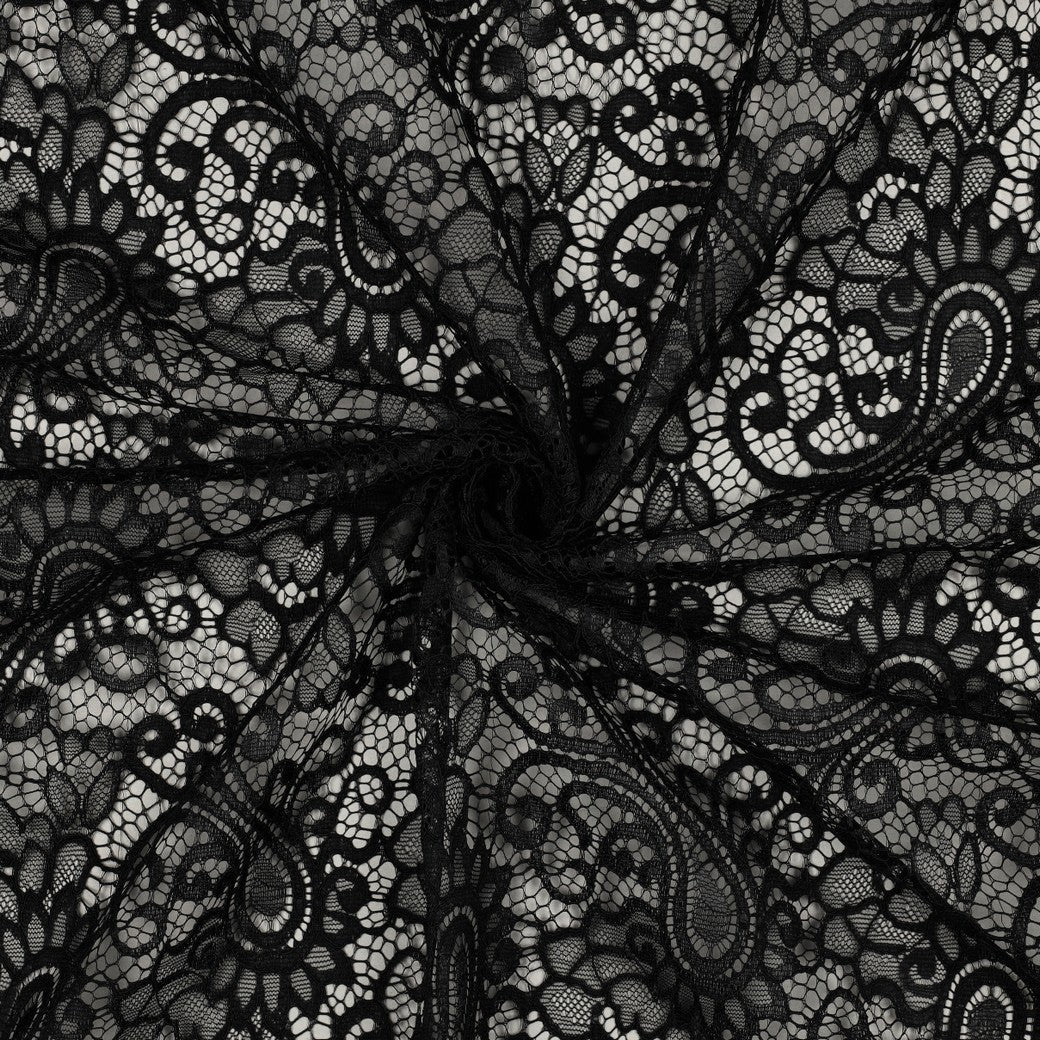 Image of lace fabric - black 130 g/m² – available at Šarlotes audumi