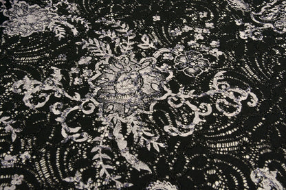Image with Lace fabric - black with silver 210 g/m² – available at Šarlotes audumi