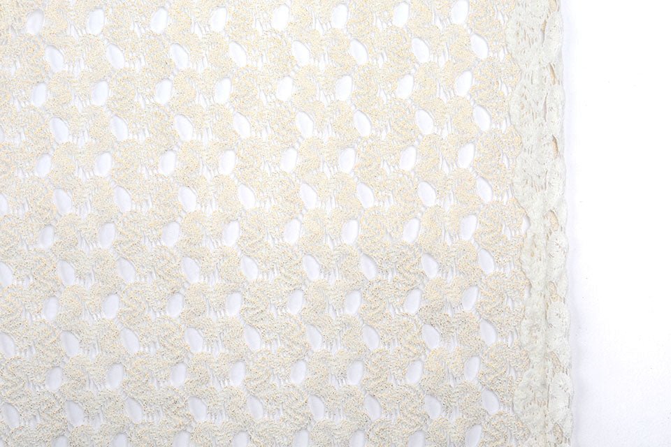 lace fabric - milky white with gold accents 170 g/m²