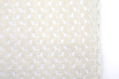 lace fabric - milky white with gold accents 170 g/m²