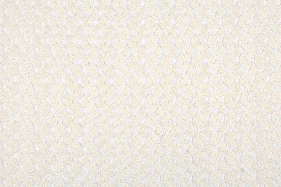 Lace fabric - milky white with gold accents 170 g/m²