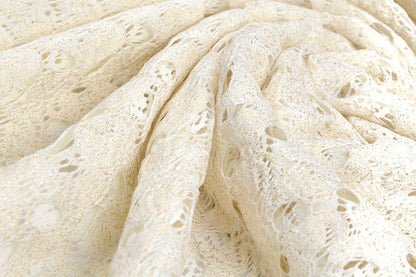 lace fabric - milk white with gold accents 170 g/m²
