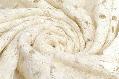 lace fabric - milky white with gold accents 170 g/m²