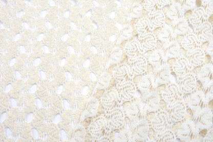 lace fabric - milky white with gold accents 170 g/m²