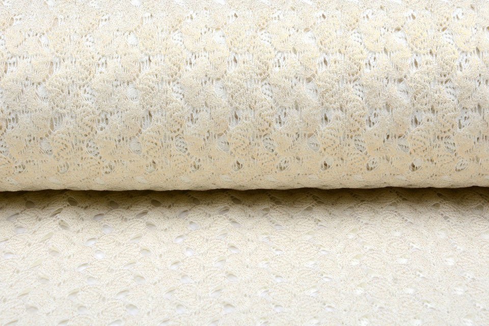 lace fabric - milky white with gold accents 170 g/m²