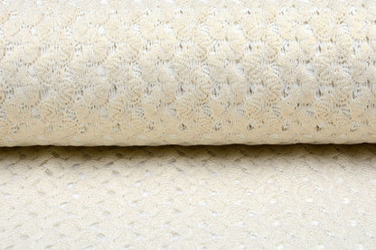 lace fabric - milky white with gold accents 170 g/m²