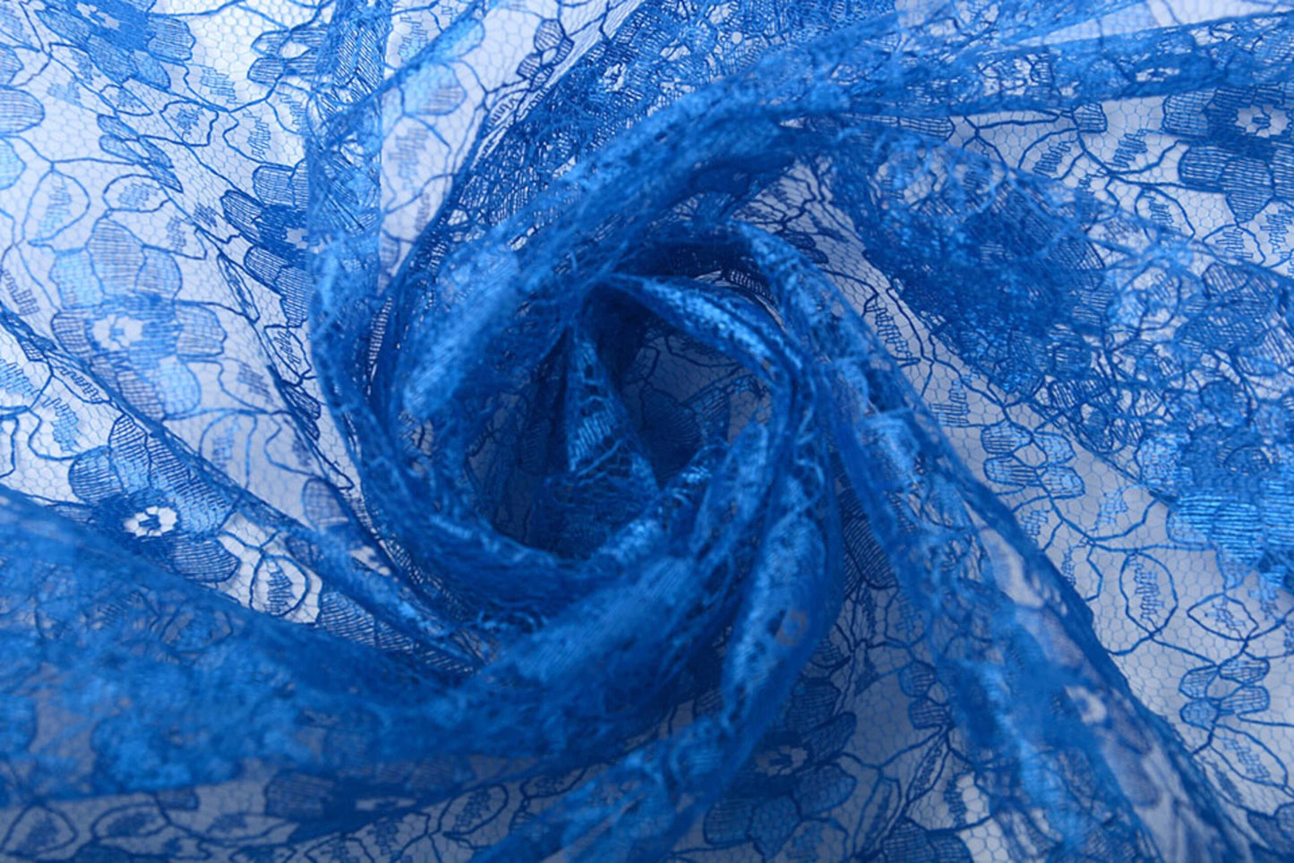 Fine lace fabric - cornflower flowers 75 g/m²