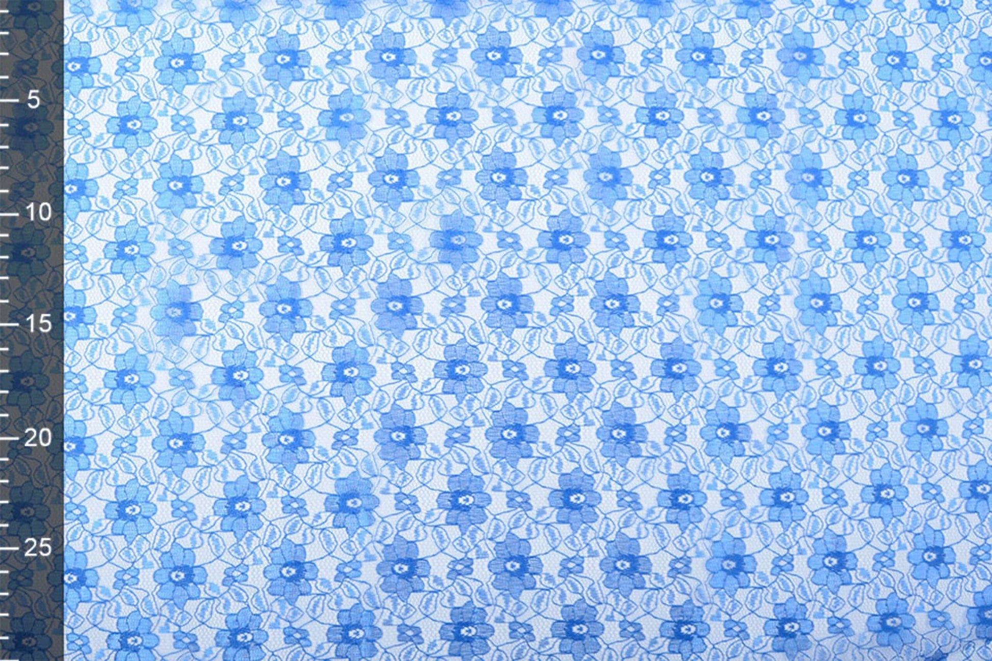 Delicate lace fabric - cornflower flowers 75 g/m²