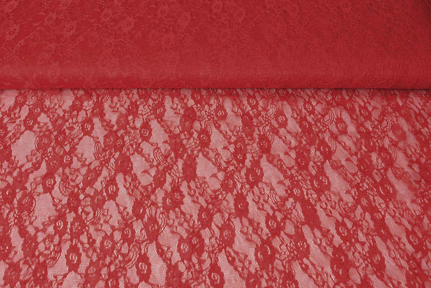 Image of delicate lace fabric - red 50 g/m² – available at Šarlotes audumi