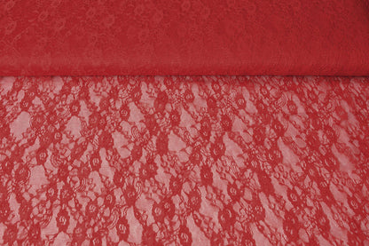 Image of delicate lace fabric - red 50 g/m² – available at Šarlotes audumi