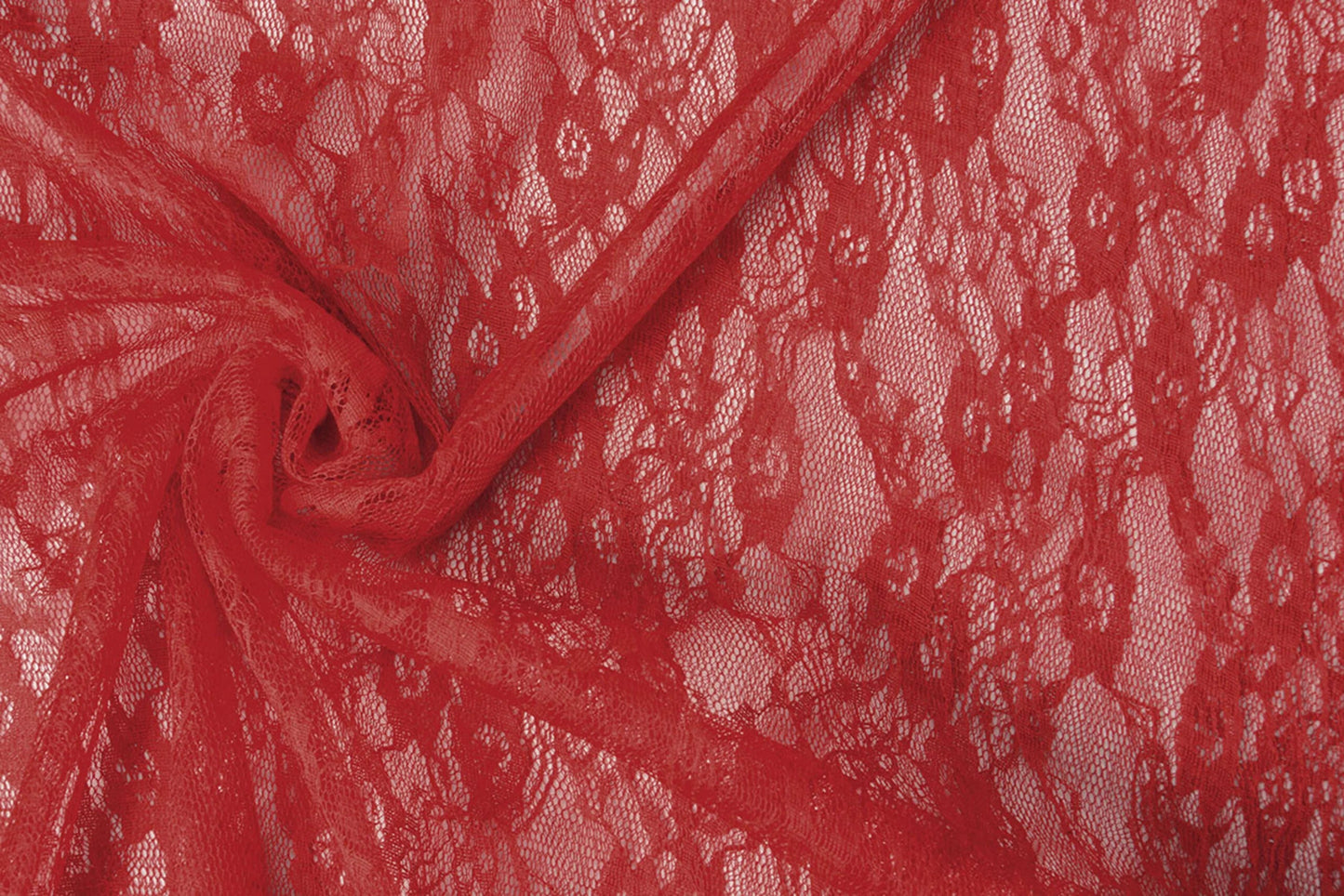 Image of delicate lace fabric - red 50 g/m² – available at Šarlotes audumi
