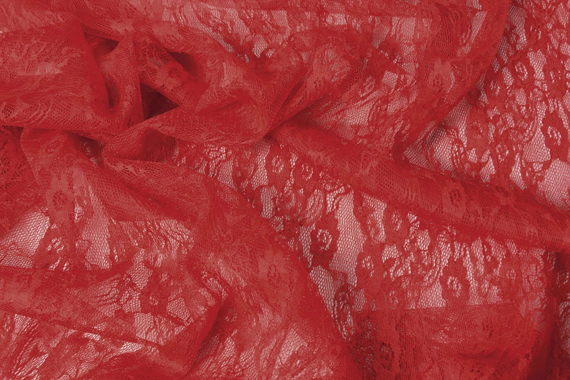 Image with fine lace fabric - red 50 g/m² – available at Šarlotes audumi