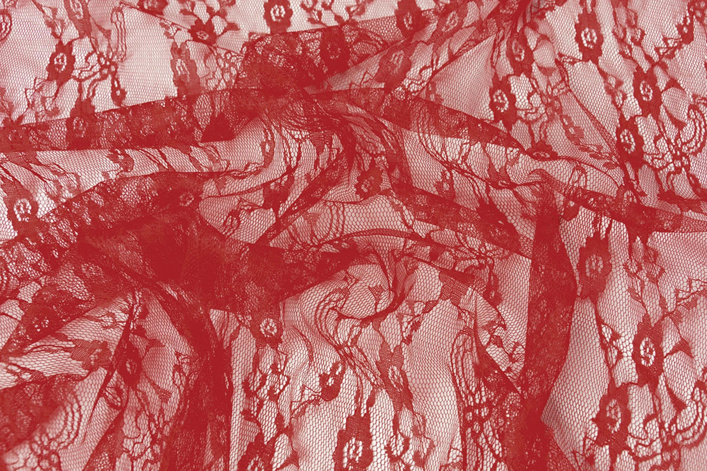 Image of delicate lace fabric - red 50 g/m² – available at Šarlotes audumi