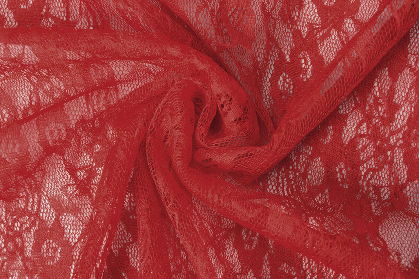 Image of delicate lace fabric - red 50 g/m² – available at Šarlotes audumi