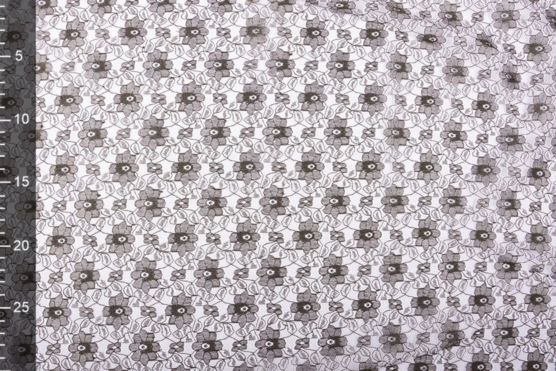 Image of fine lace fabric - chocolate brown flowers 75 g/m² – available at Šarlotes audumi
