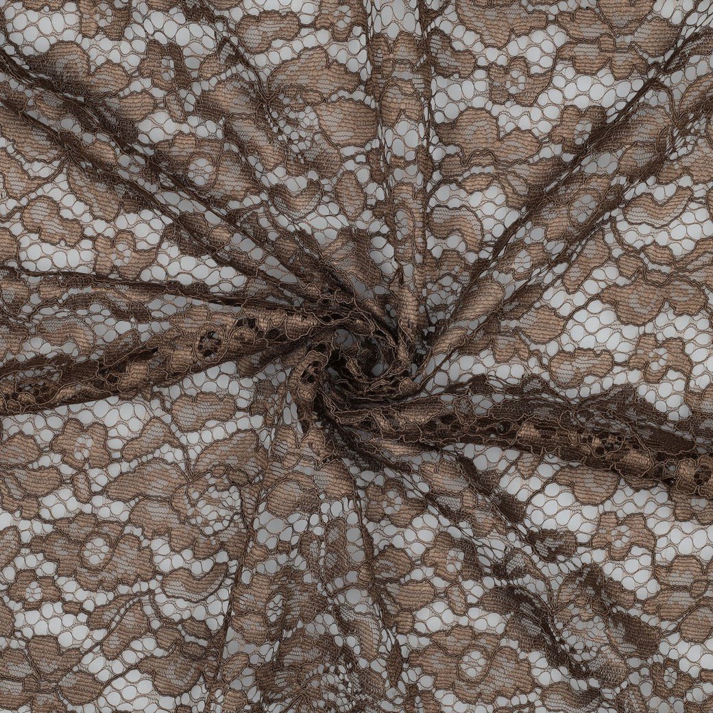 Image of lace fabric - chocolate shade 130 g/m² – available at Šarlotes audumi