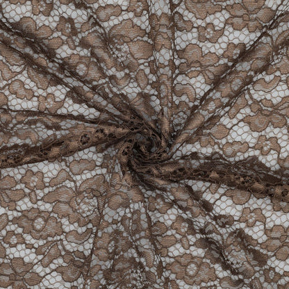 Image of lace fabric - chocolate shade 130 g/m² – available at Šarlotes audumi