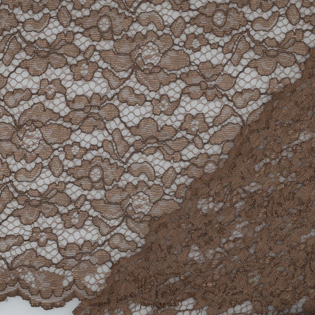 Image of lace fabric - chocolate shade 130 g/m² – available at Šarlotes audumi